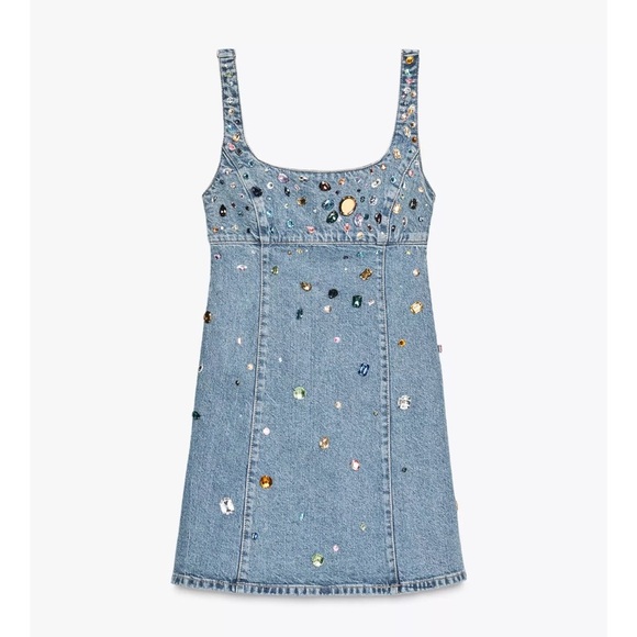 Zara TRF Jewel Denim Dress - Picture 4 of 6